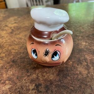 Vintage PY Japan Anthropomorphic Chef Oh My A Fly mustard / jam pot